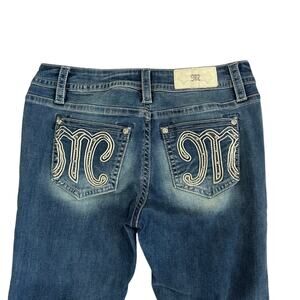Miss Me Mid-Rise Boot Bootcut Jeans Rhinestone Embellished Size 30